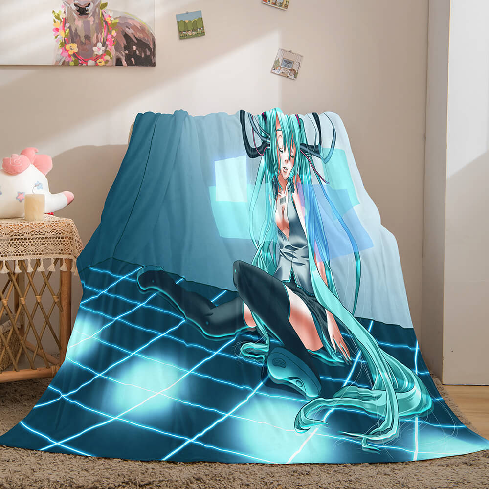 Hatsune Miku Cosplay Flannel Blanket Throw Soft Warm Plush Bed Sets (Online Order Only)