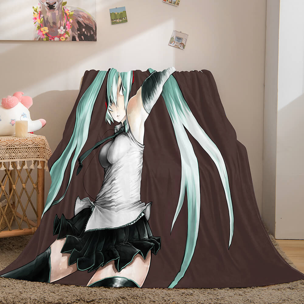 Hatsune Miku Cosplay Flannel Blanket Throw Soft Warm Plush Bed Sets (Online Order Only)