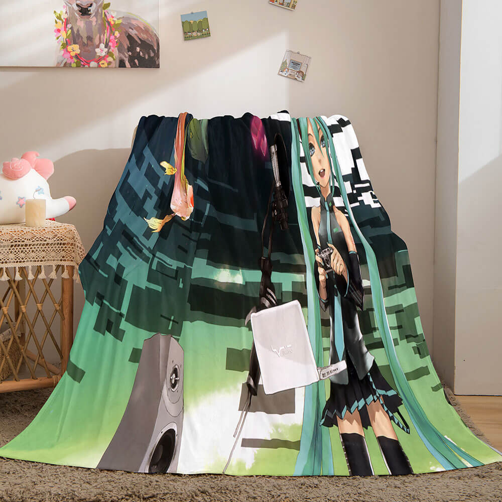 Hatsune Miku Cosplay Soft Flannel Blanket Throw (Online Order Only)