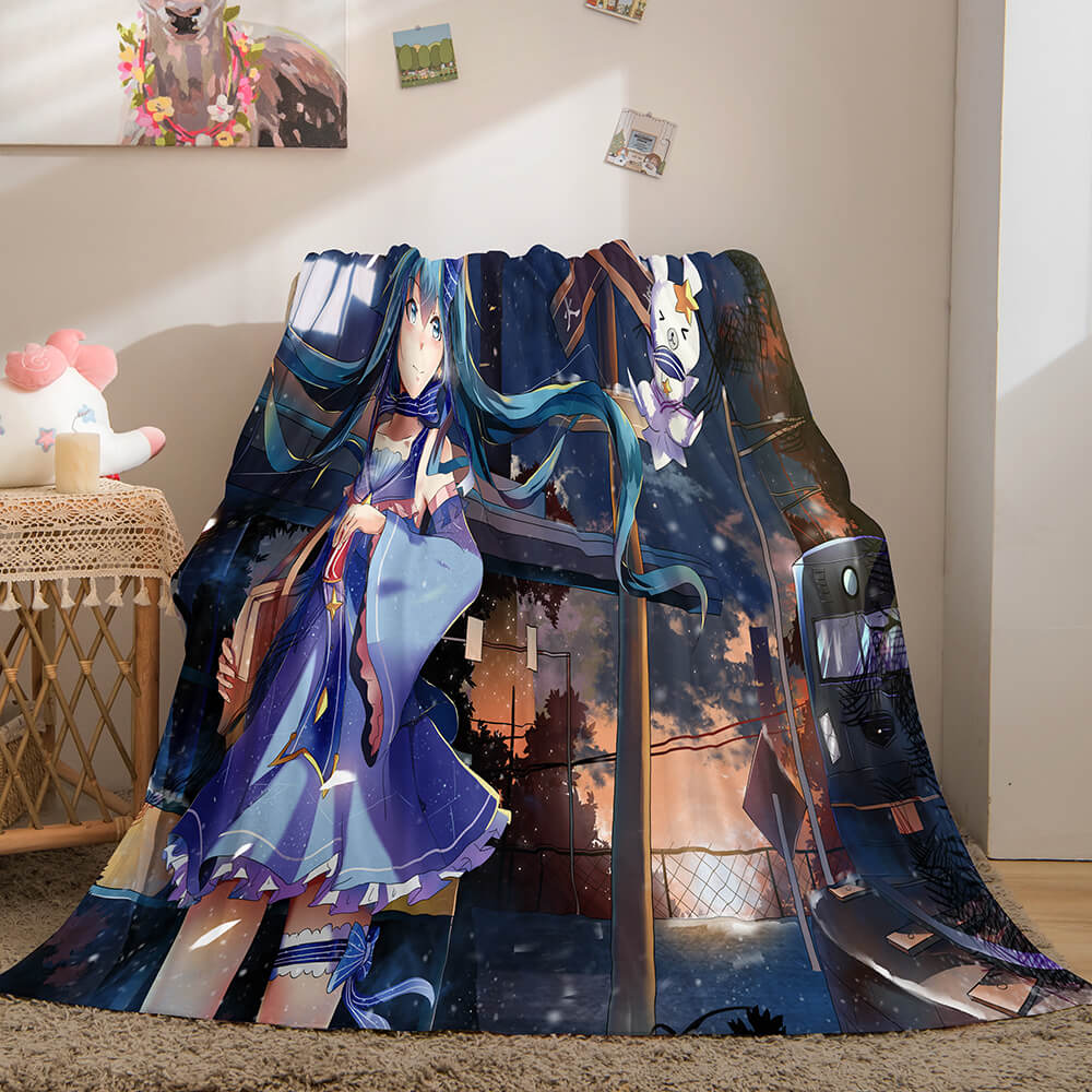 Hatsune Miku Flannel Blanket Cosplay Throw Blanket (Online Order Only)