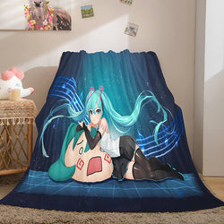 Hatsune Miku Flannel Blanket Cosplay Throw Blanket (Online Order Only)