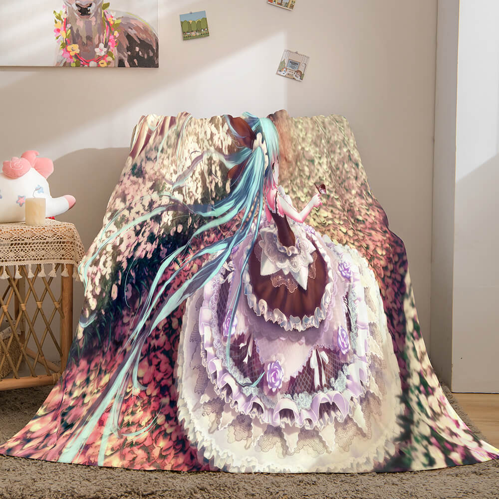 Hatsune Miku Flannel Blanket Cosplay Throw Blanket (Online Order Only)