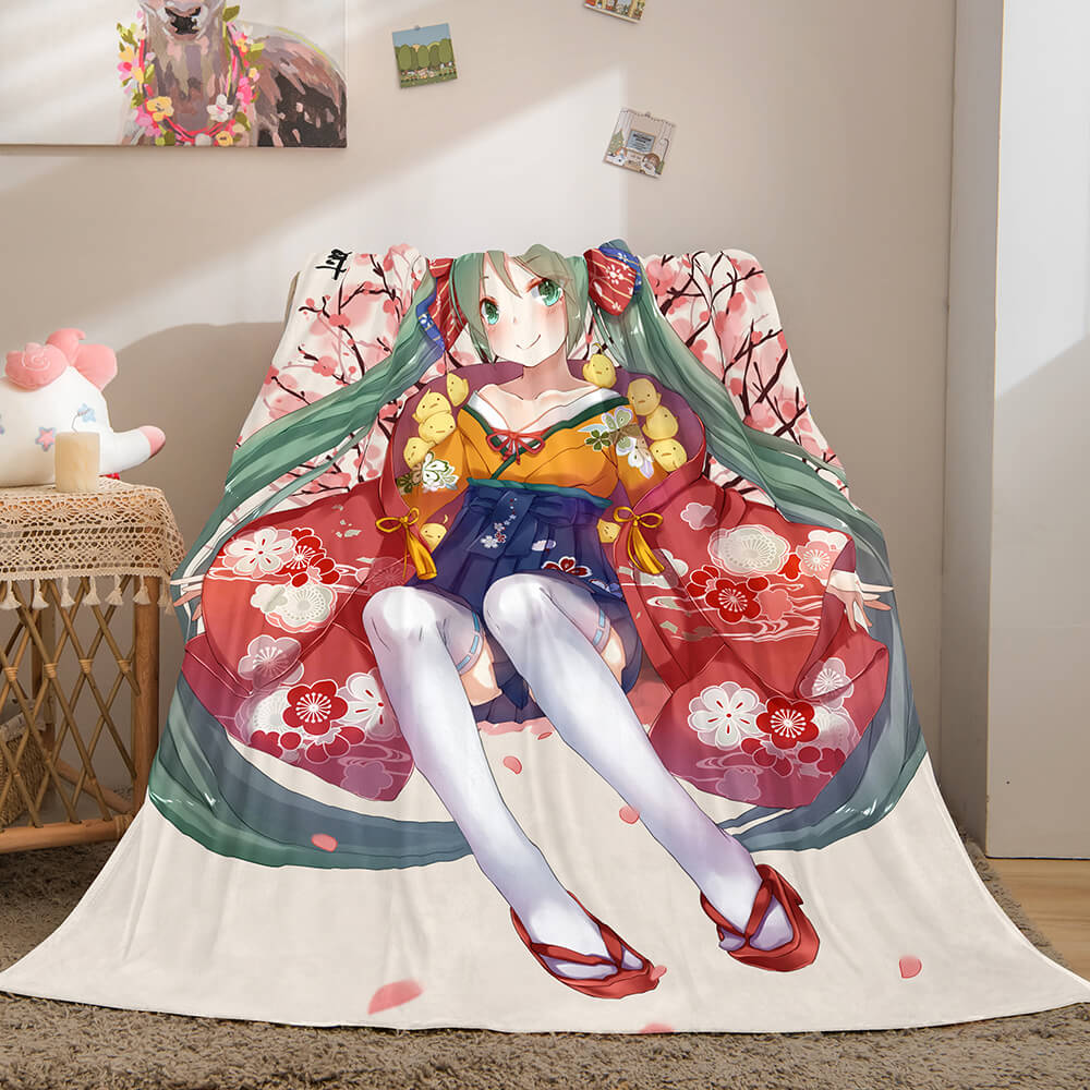 Hatsune Miku Flannel Blanket Cosplay Throw Blanket (Online Order Only)