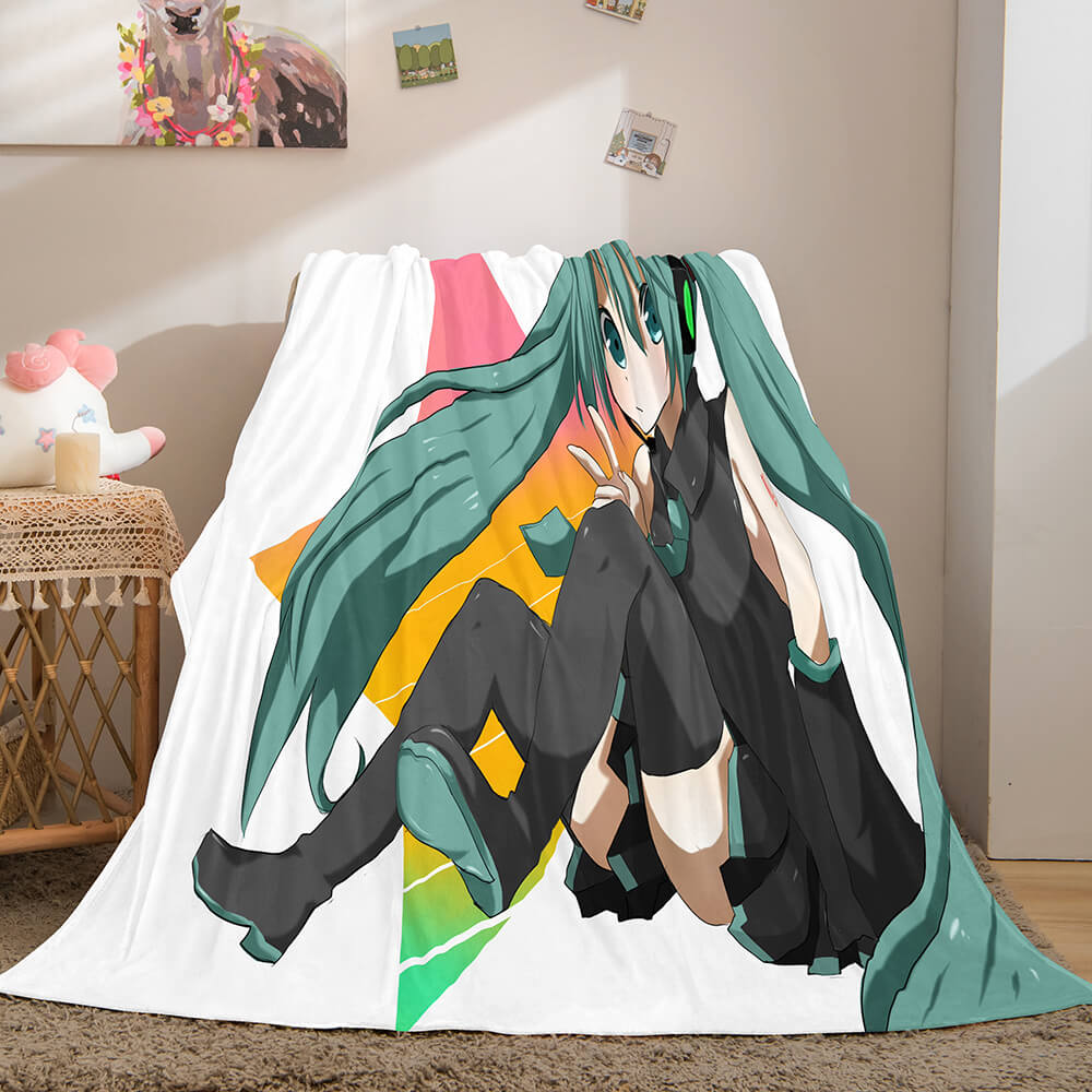 Hatsune Miku Flannel Blanket Cosplay Throw Blanket (Online Order Only)