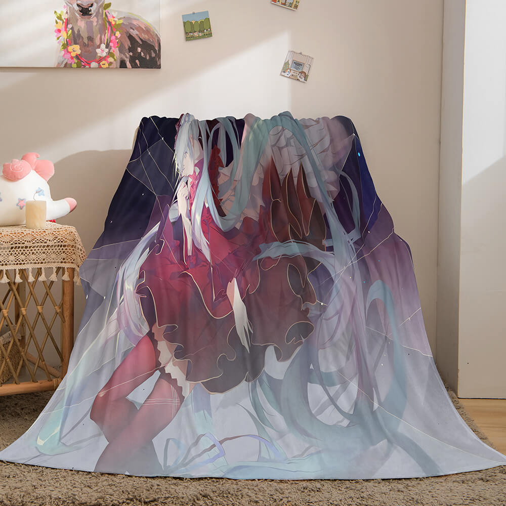 Hatsune Miku Flannel Blanket Cosplay Throw Blanket (Online Order Only)