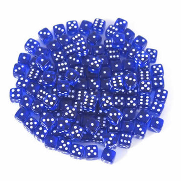KOP00689 Blue Transparent Dice White Pips D6 5mm (13/64in) Pack of 250 (ONLINE ORDER ONLY)