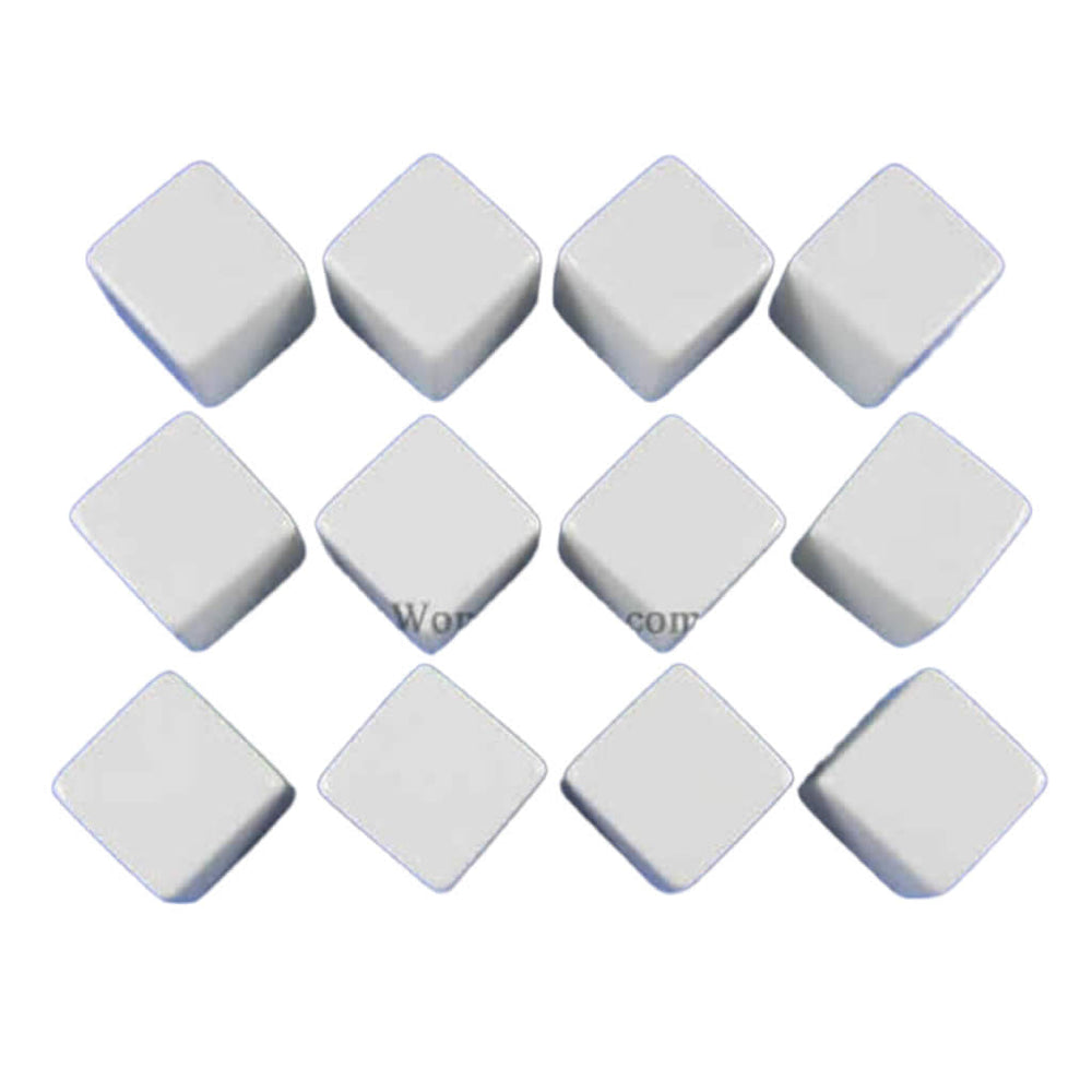 KOP02034 White Blank Opaque Dice D6 16mm (5/8in) Pack of 12 (ONLINE ORDER ONLY)