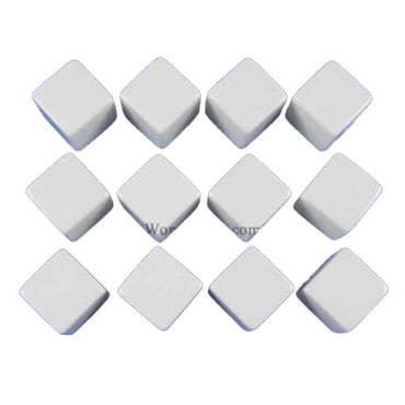KOP02034 White Blank Opaque Dice D6 16mm (5/8in) Pack of 12 (ONLINE ORDER ONLY)