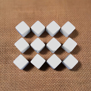 KOP02034 White Blank Opaque Dice D6 16mm (5/8in) Pack of 12 (ONLINE ORDER ONLY)