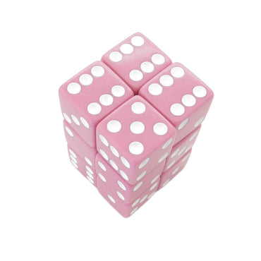 KOP08629 Pink Opaque Dice with White Pips D6 16mm (5/8in) Pack of 12 Dice (ONLINE ORDER ONLY)