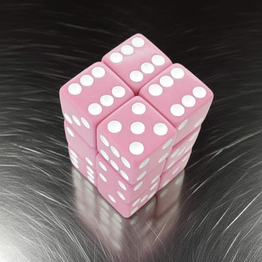 KOP08629 Pink Opaque Dice with White Pips D6 16mm (5/8in) Pack of 12 Dice (ONLINE ORDER ONLY)