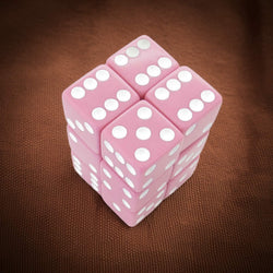 KOP08629 Pink Opaque Dice with White Pips D6 16mm (5/8in) Pack of 12 Dice (ONLINE ORDER ONLY)