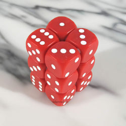KOP11000 Red Opaque Dice with White Pips D6 16mm (5/8in) Pack of 12 (ONLINE ORDER ONLY)