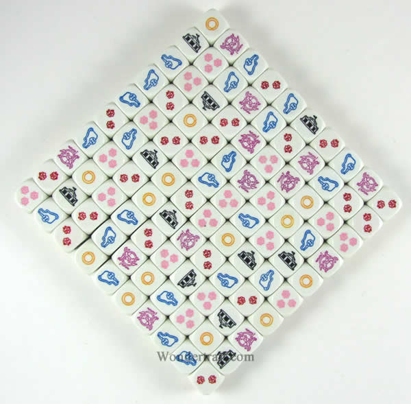 KOP12572 Carousel White Dice Colored Carousels D6 18mm Pack of 100 (ONLINE ORDER ONLY)