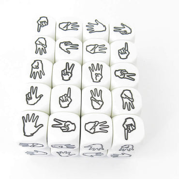 KOP15575 Sign Language Dice White Black Symbols D6 20mm Bulk Pack of 40 (ONLINE ORDER ONLY)