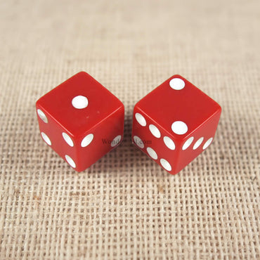 KOP17816 Red Opaque Dice with White Pips D6 25mm (1in) Pack of 2 (ONLINE ORDER ONLY)