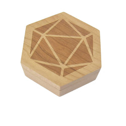 MET809 Cherry Wood Hexagon Dice Case Holds 7 Dice Metallic Dice Games (ONLINE ORDER ONLY)