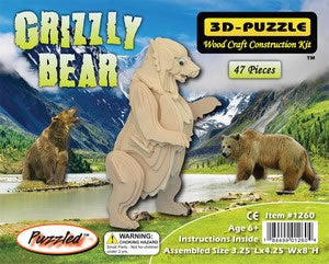PUZ1260 Grizzy Bear 3D Wooden Puzzle by Puzzled Inc (ONLINE ORDER ONLY)