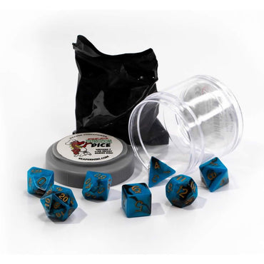 RPR19055 Blue and Black Dual Color Dice Set 16mm Dungeon Dice Random Miniature Included (ONLINE ORDER ONLY)