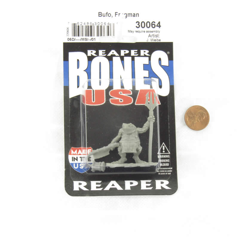 RPR30064 Bufo Dreadmere Frogman Miniature Figure 25mm Heroic Scale Reaper Bones USA (ONLINE ORDER ONLY)