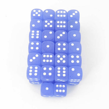 WCXDF1606E50 Blue Frosted Dice White Pips 16mm (5/8in) D6 Pack of 50 (ONLINE ORDER ONLY)