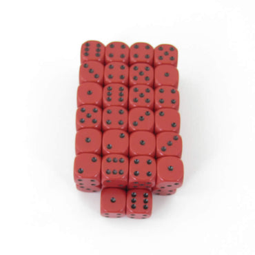 WCXDQ1214E50 Red Opaque Dice Black Pips D6 12mm (1/2in) Bulk Pack of 50 (ONLINE ORDER ONLY)