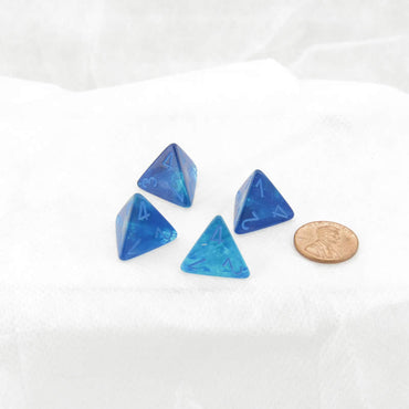 WCXPG0463E4 Blue and Blue Gemini Luminary Dice with Light Blue Numbers D4 16mm (5/8in) Pack of 4 (ONLINE ORDER ONLY)