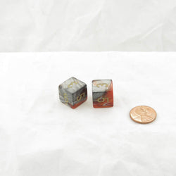 WCXPG0661E2 Orange Steel Gemini Dice Gold Numbers D6 16mm Pack of 2 (ONLINE ORDER ONLY)