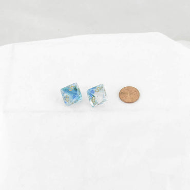 WCXPN0856E2 Oceanic Nebula Luminary Dice Gold Numbers 16mm (5/8in) D8 Set of 2 (ONLINE ORDER ONLY)