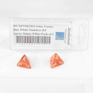 WCXPV0413E2 Solar Vortex Dice White Numbers D4 Aprox 16mm (5/8in) Pack of 2 (ONLINE ORDER ONLY)