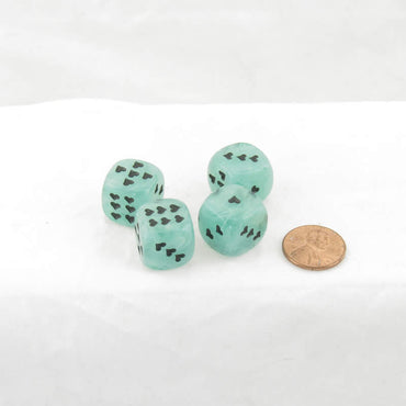 WCXXM0605E4 Green Cirrus Dice with Black Hearts D6 16mm (5/8in) Pack of 4 (ONLINE ORDER ONLY)