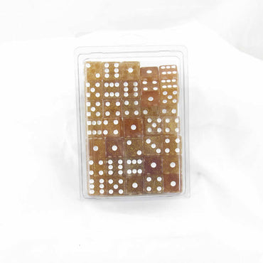 WKP01924E50 Yellow Glitter Dice White Pips Squared Corners D6 16mm Pack of 50 (ONLINE ORDER ONLY)