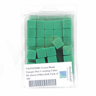 WKP01950B1 Green Blank Opaque Dice Counting Cubes D6 16mm (5/8in) Bulk Pack of 100 (ONLINE ORDER ONLY)