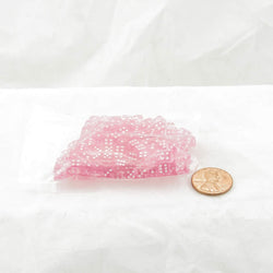 WKP04773PK Pink Transparent D6 Dice White Pips 5mm Pack of 120 (ONLINE ORDER ONLY)