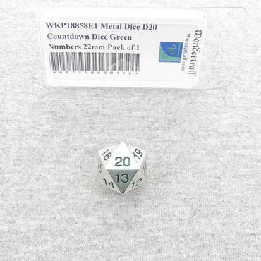 WKP18858E1 Metal Die D20 Countdown Die Green Numbers 22mm (7/8in) (ONLINE ORDER ONLY)