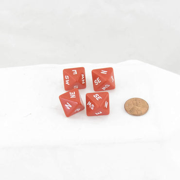 WKP18967E4 Red Compass Dice with White Markings D8 16mm (5/8in) Pack of 4 (ONLINE ORDER ONLY)