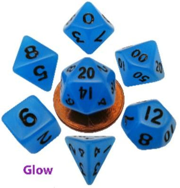 MDG: 16mm Acrylic dice set Glow Blue