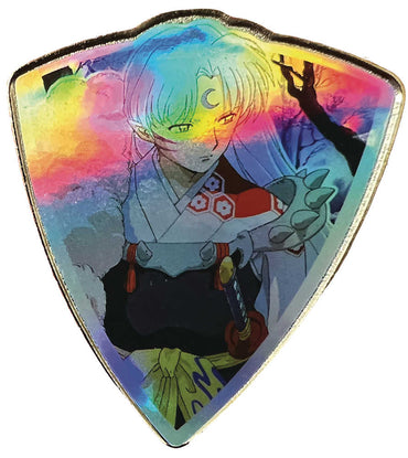 Inuyasha Sesshoumaru Rainbow Holo Foil Crest Pin