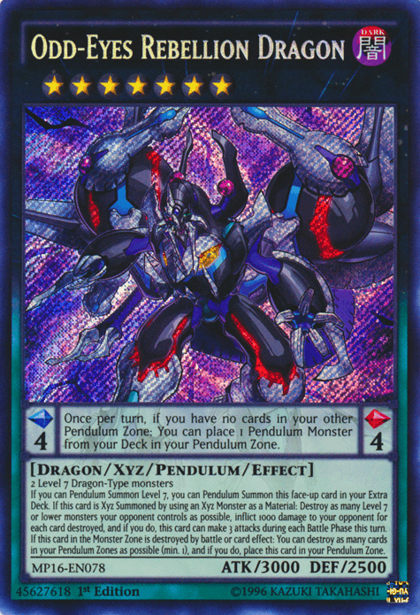 Odd-Eyes Rebellion Dragon [MP16-EN078] Secret Rare (ONLINE ORDER ONLY)