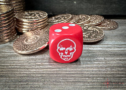 Skull Dice | Red ColorD6 Dice Numbered with Skull on '1' Side (sold per die)
