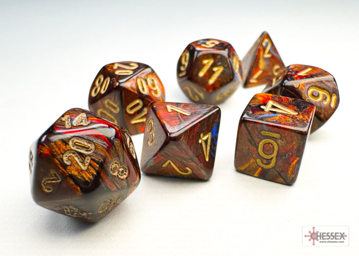 Scarab Blue Blood/gold Mini-Polyhedral 7-Die Set (Mini Poly Release 3) (Online Only)