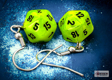 Hook Earrings Vortex® Bright Green Mini-Poly d20 Pair (Online Only)