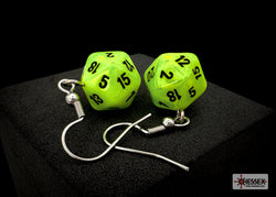 Hook Earrings Vortex® Bright Green Mini-Poly d20 Pair (Online Only)