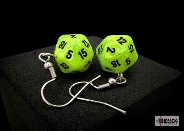 Hook Earrings Vortex® Bright Green Mini-Poly d20 Pair (Online Only)