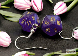 Hook Earrings Borealis® Royal Purple Mini-Poly d20 Pair (Online Only)