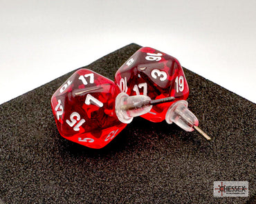 Stud Earrings Translucent Red Mini-Poly d20 Pair (Online Only)