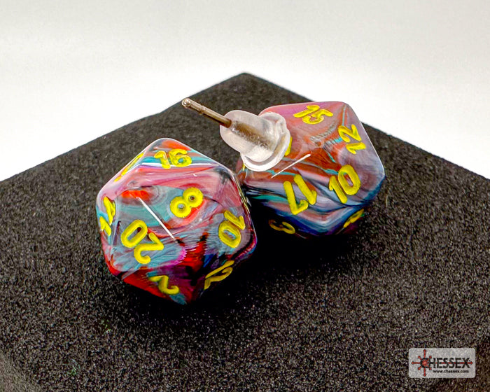 Stud Earrings Festive® Mosaic Mini-Poly d20 Pair (Online Only)