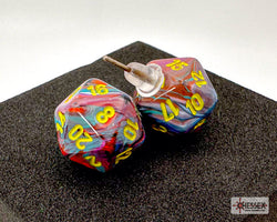 Stud Earrings Festive® Mosaic Mini-Poly d20 Pair (Online Only)