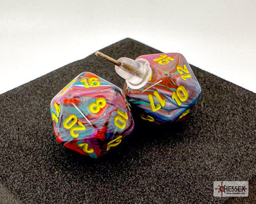 Stud Earrings Festive® Mosaic Mini-Poly d20 Pair (Online Only)