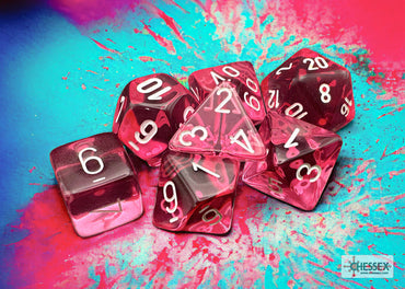 Translucent Pink/white Polyhedral 7-Dice Set | Pink Dnd Dice Set (Online Only)